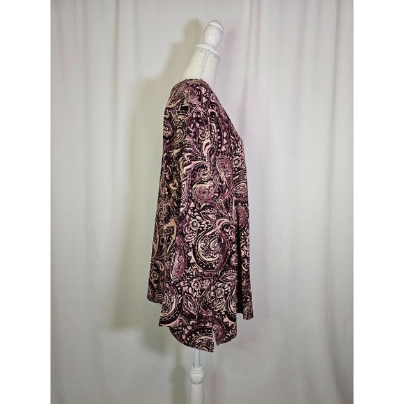 Denim & Company Women's Tunic Top, Size XL, Round Neck Paisley Print - Picture 3 of 6